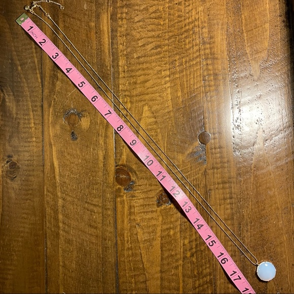 J Crew Pendant Necklace Round Stone Gold Chain - Picture 6 of 6